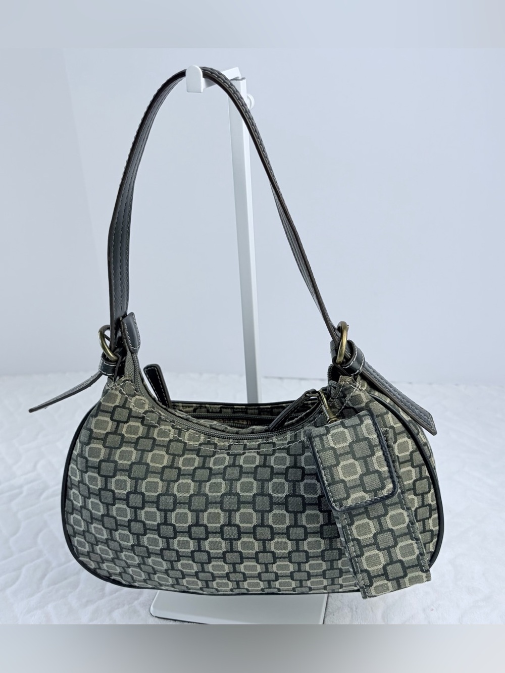 Vintage 2001 Nine West Shoulder Bag with Lipstick Mirror Charm Camo Green